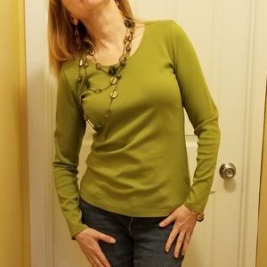 J. JILL "Perfect Pima" L/S Scoop Neck Top Sz S